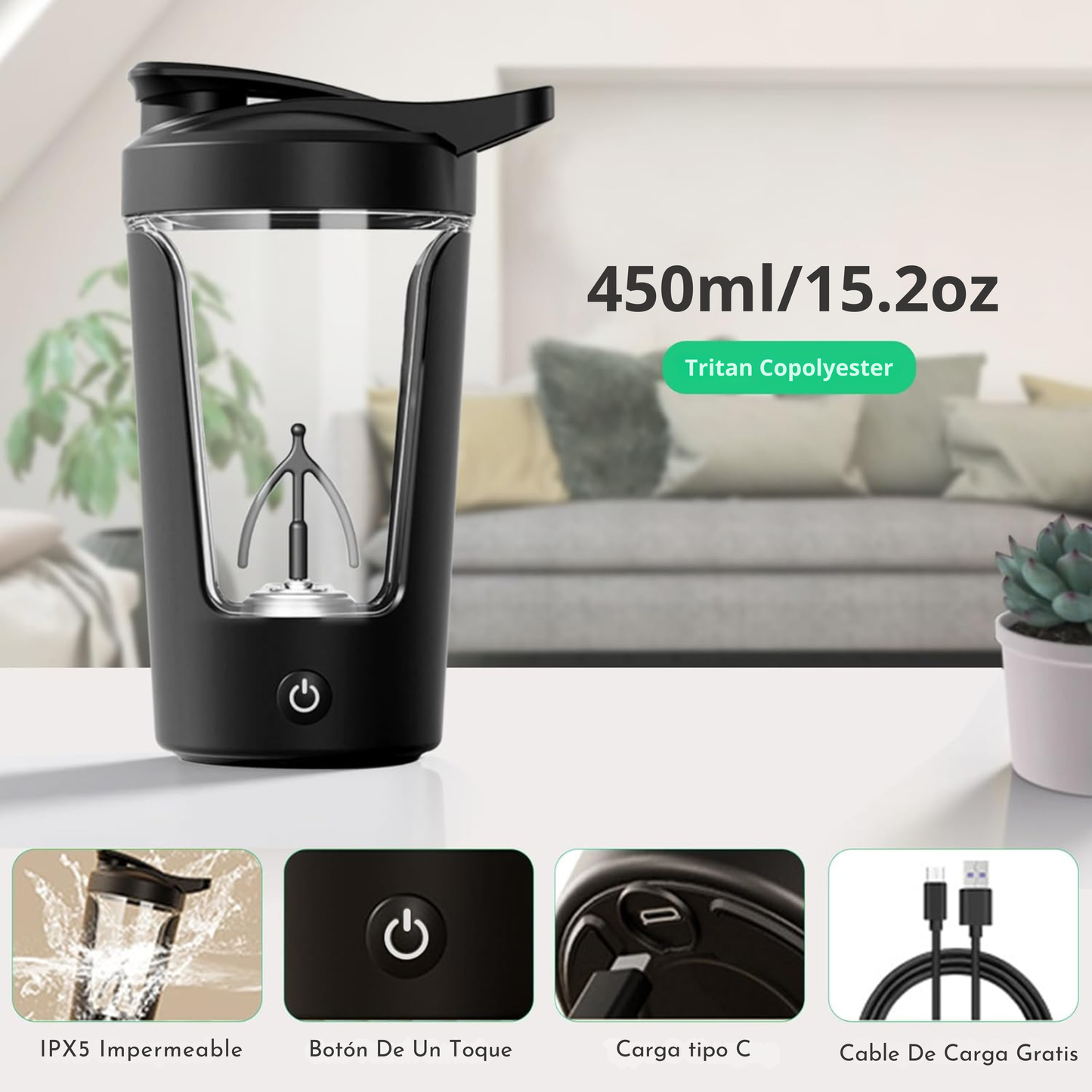 Shaker Mezcladora 450 ml – Ideal para Batidos